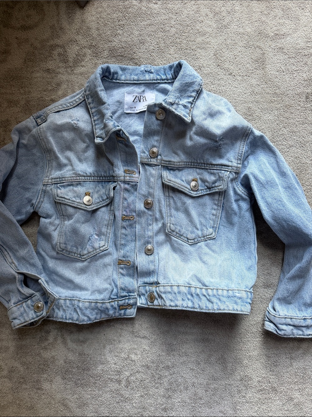 ZARA Light Wash Kids Denim Jacket - Pale Blue
